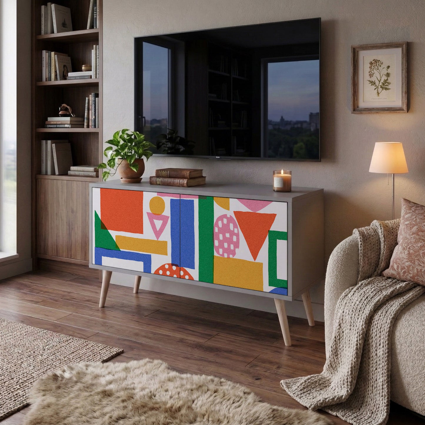 GEOMETRIC GLIMMER Móvel de TV Compacto de 2 Portas