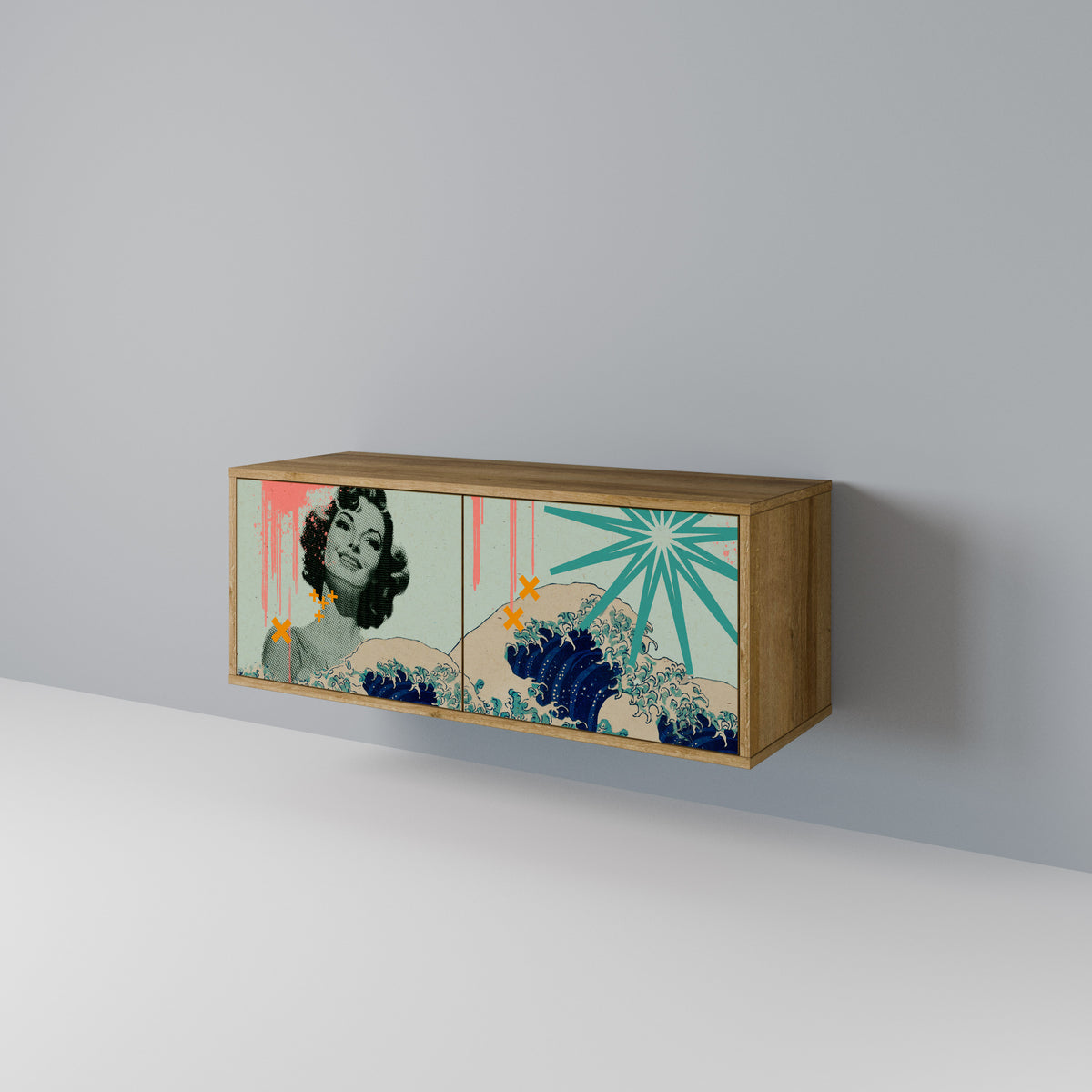 KANAGAWA BEAUTY Móvel de TV Compacto de 2 Portas