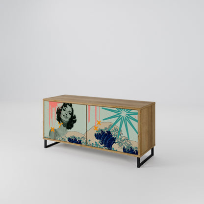 KANAGAWA BEAUTY Móvel de TV Compacto de 2 Portas