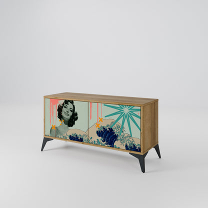KANAGAWA BEAUTY Móvel de TV Compacto de 2 Portas