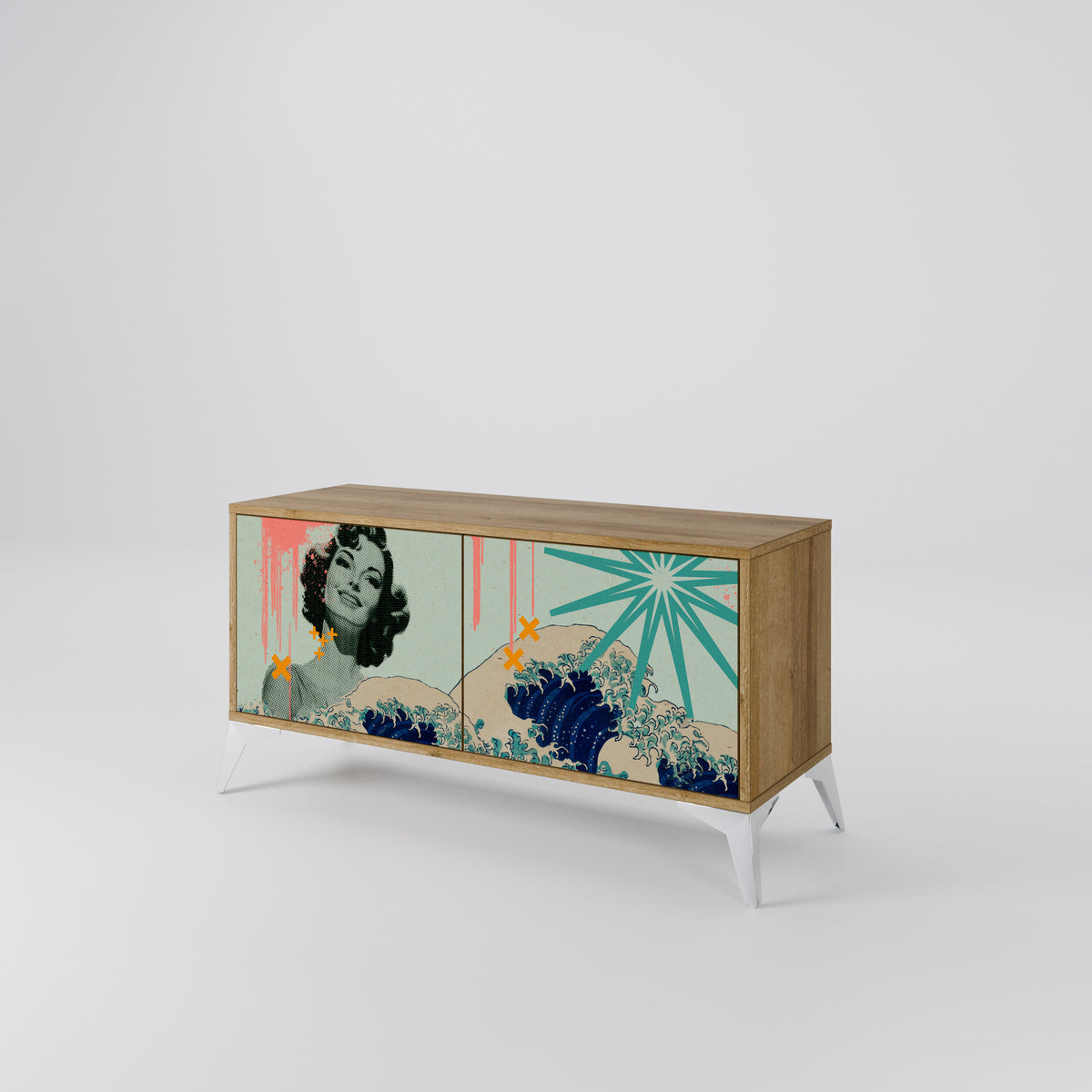 KANAGAWA BEAUTY Móvel de TV Compacto de 2 Portas