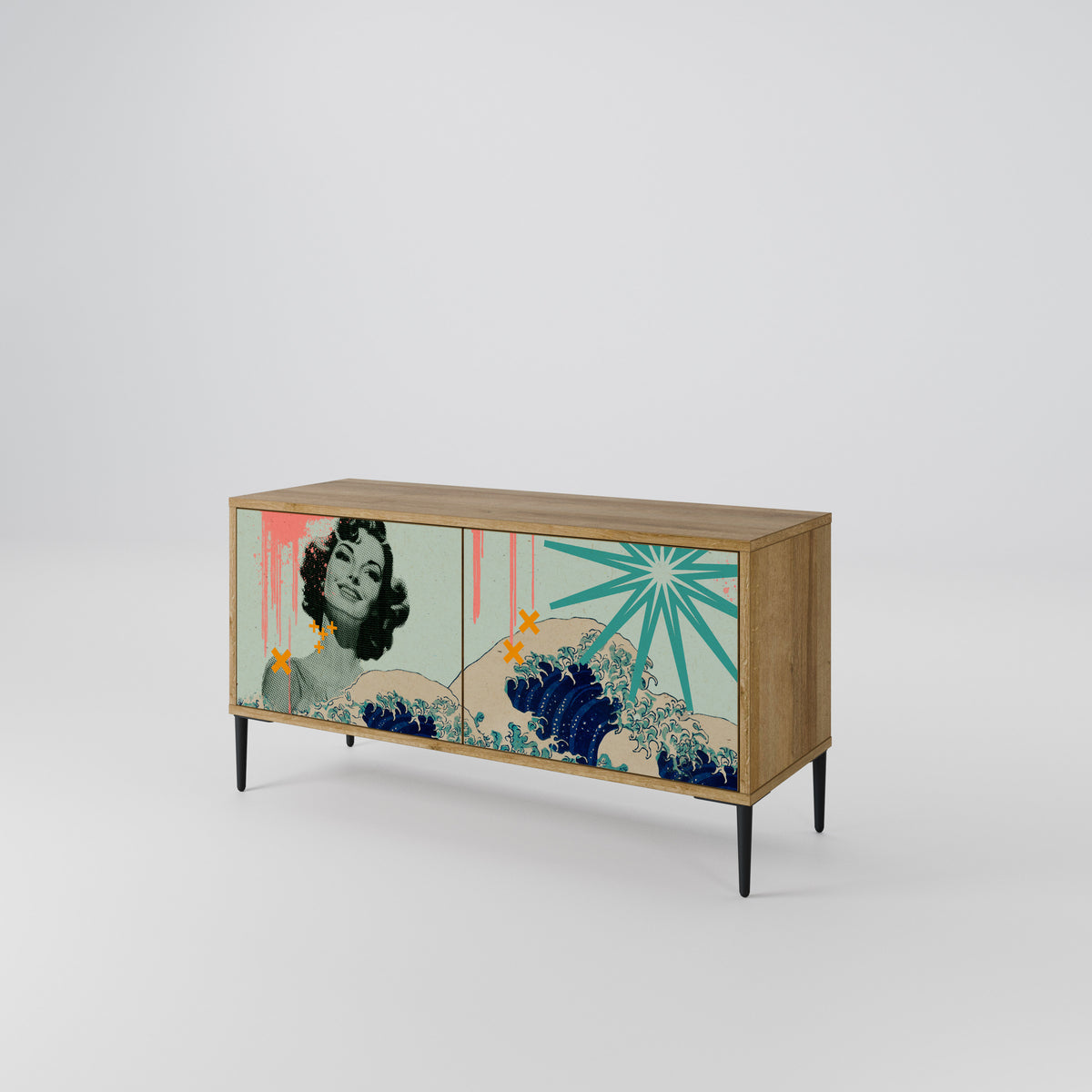 KANAGAWA BEAUTY Móvel de TV Compacto de 2 Portas
