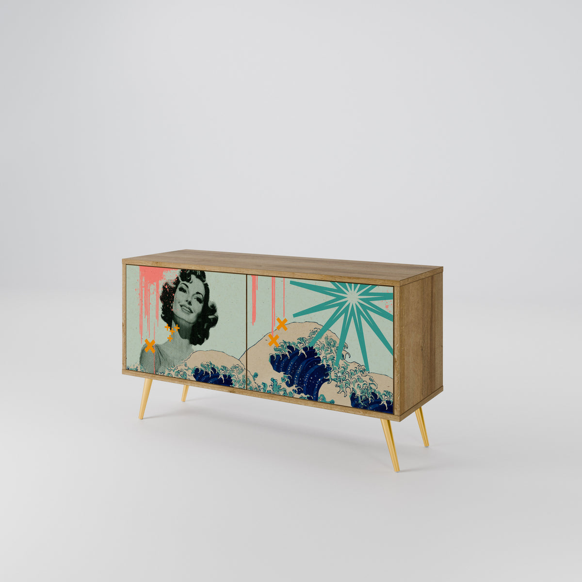 KANAGAWA BEAUTY Móvel de TV Compacto de 2 Portas