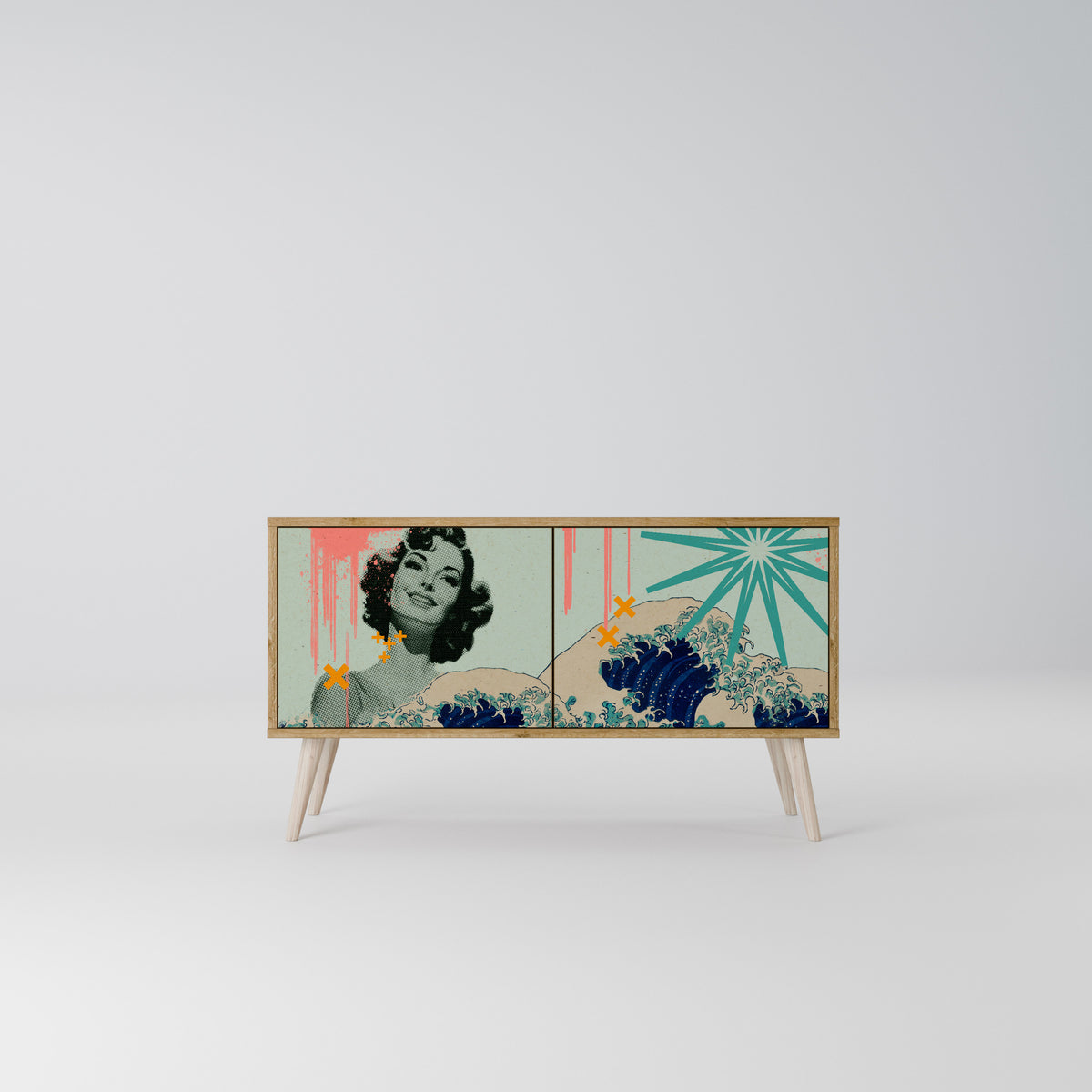 KANAGAWA BEAUTY Móvel de TV Compacto de 2 Portas