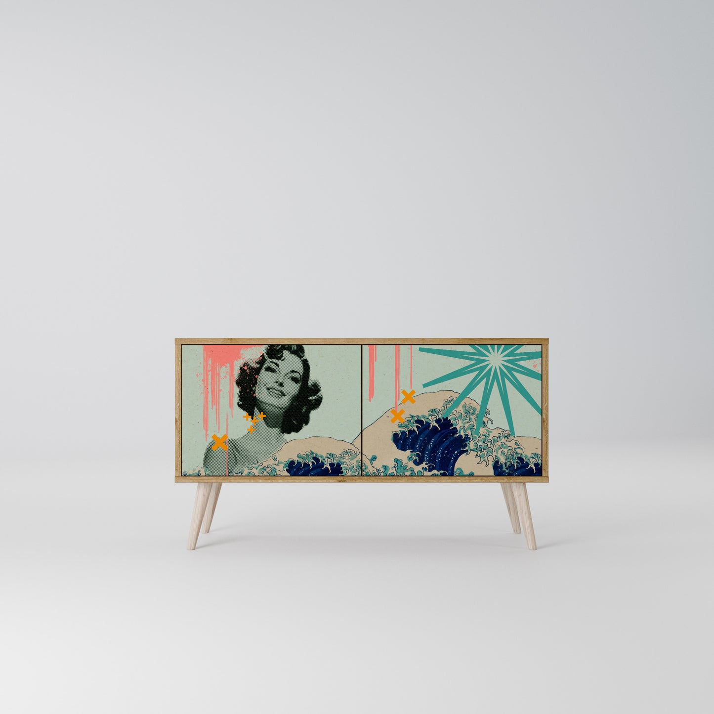 KANAGAWA BEAUTY Móvel de TV Compacto de 2 Portas