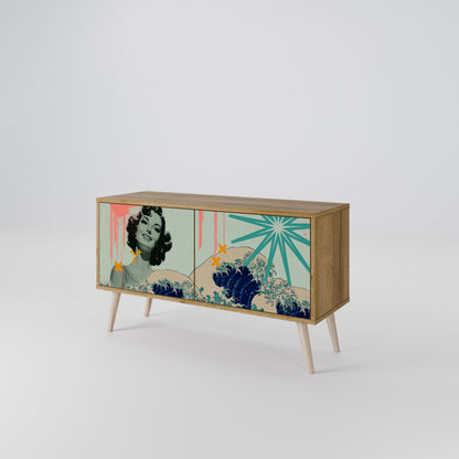 KANAGAWA BEAUTY Móvel de TV Compacto de 2 Portas