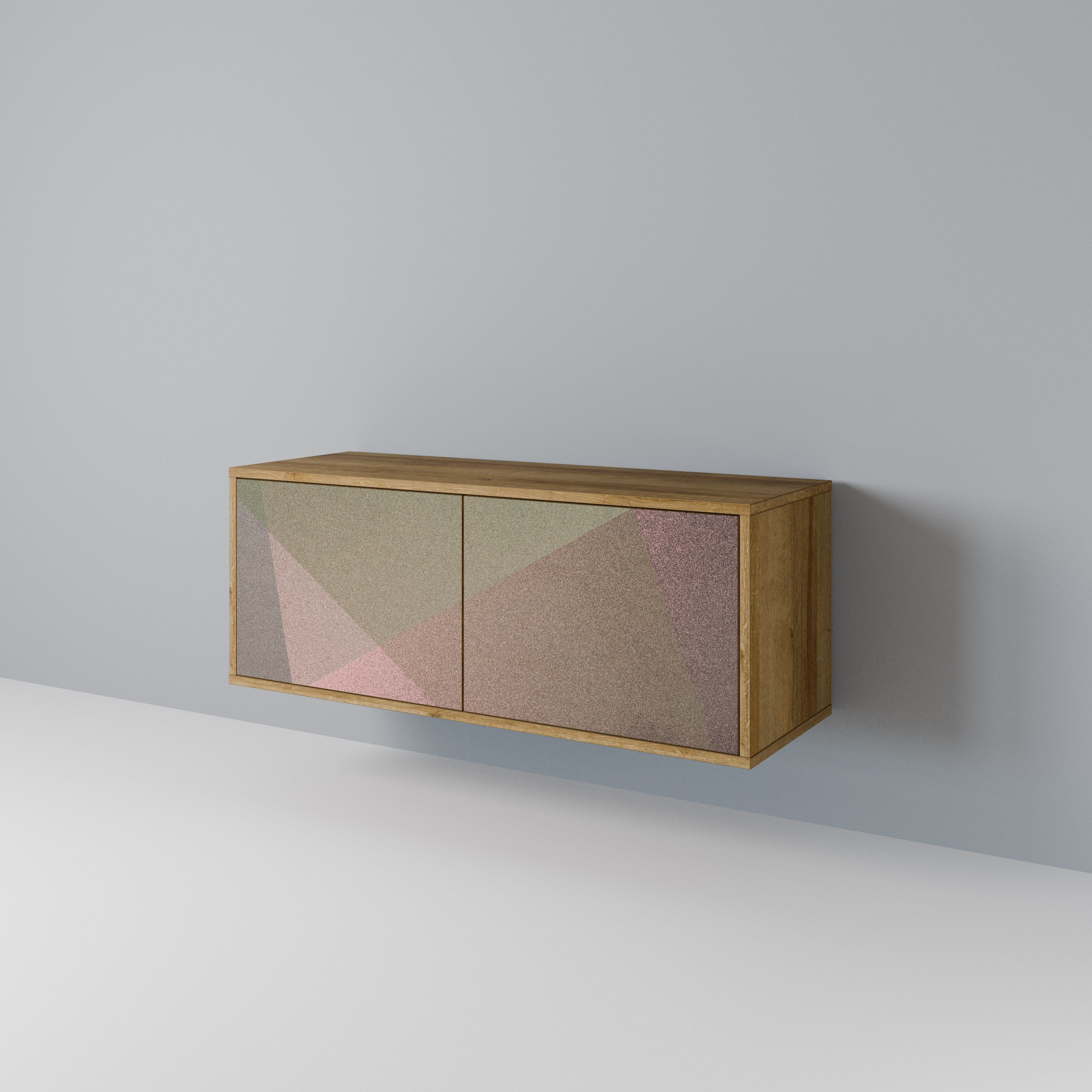 BEIGE GEOMETRY Móvel de TV Compacto de 2 Portas