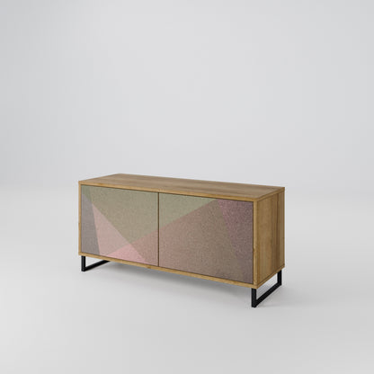 BEIGE GEOMETRY Móvel de TV Compacto de 2 Portas