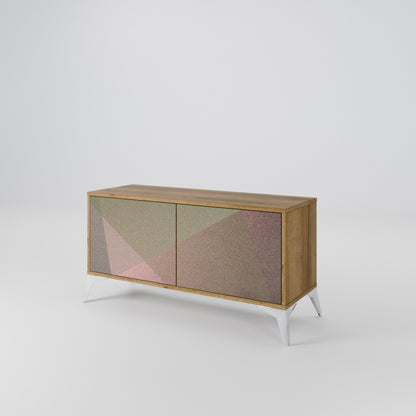 BEIGE GEOMETRY Móvel de TV Compacto de 2 Portas