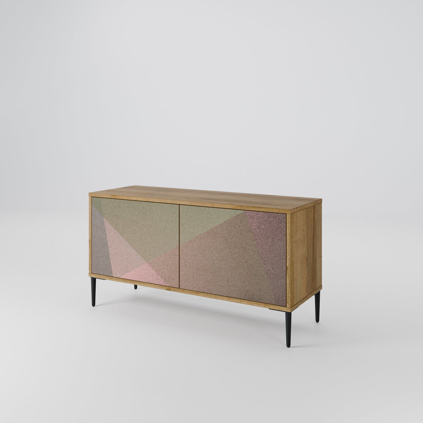 BEIGE GEOMETRY Móvel de TV Compacto de 2 Portas