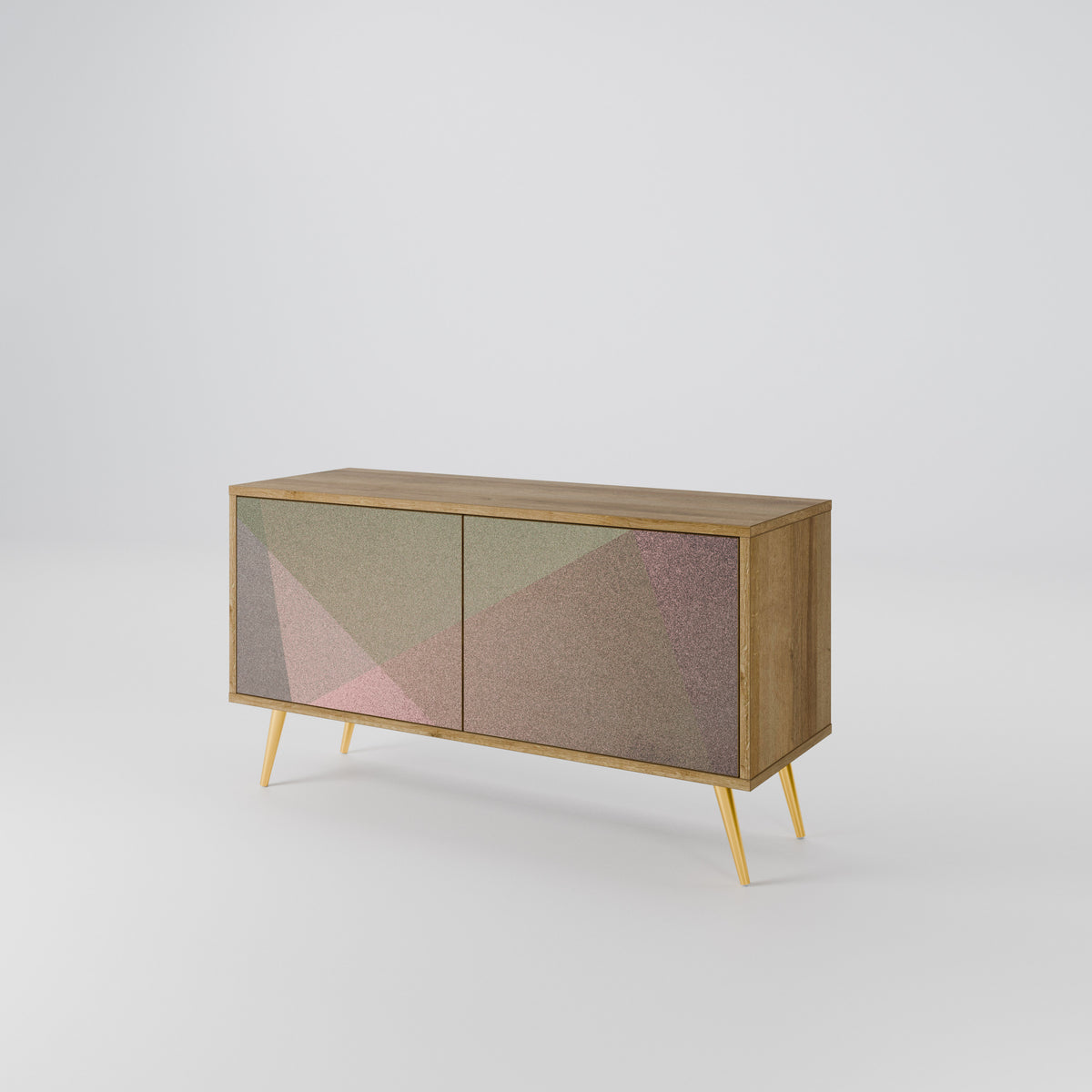BEIGE GEOMETRY Móvel de TV Compacto de 2 Portas