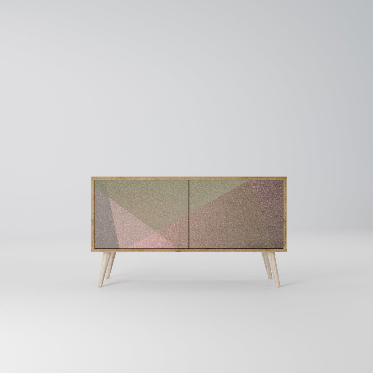 BEIGE GEOMETRY Móvel de TV Compacto de 2 Portas