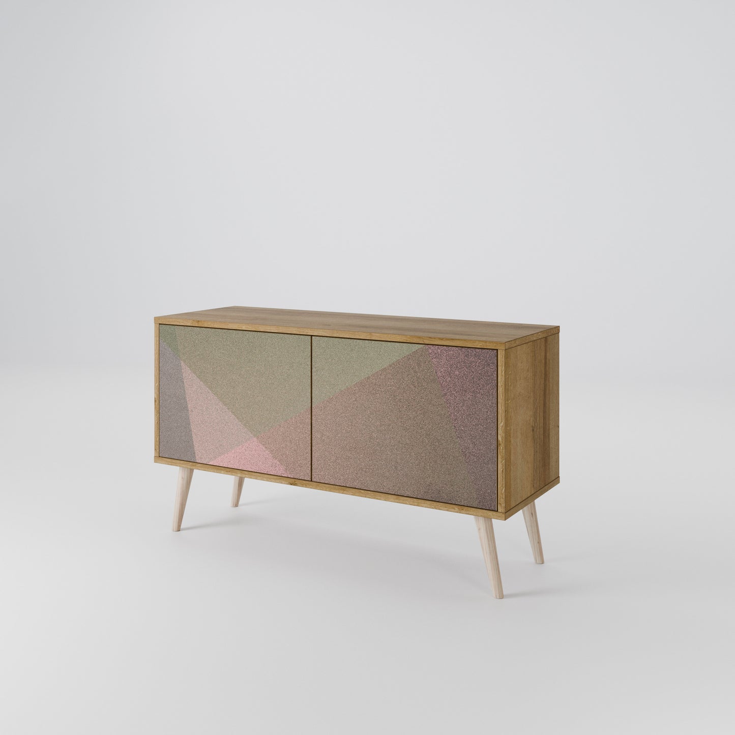 BEIGE GEOMETRY Móvel de TV Compacto de 2 Portas