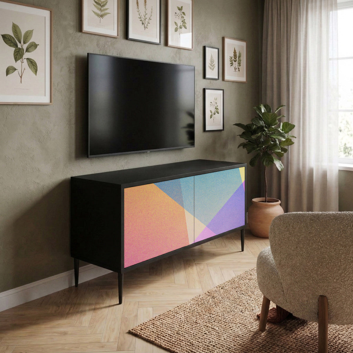 BRIGHT GEOMETRY Móvel de TV Compacto de 2 Portas