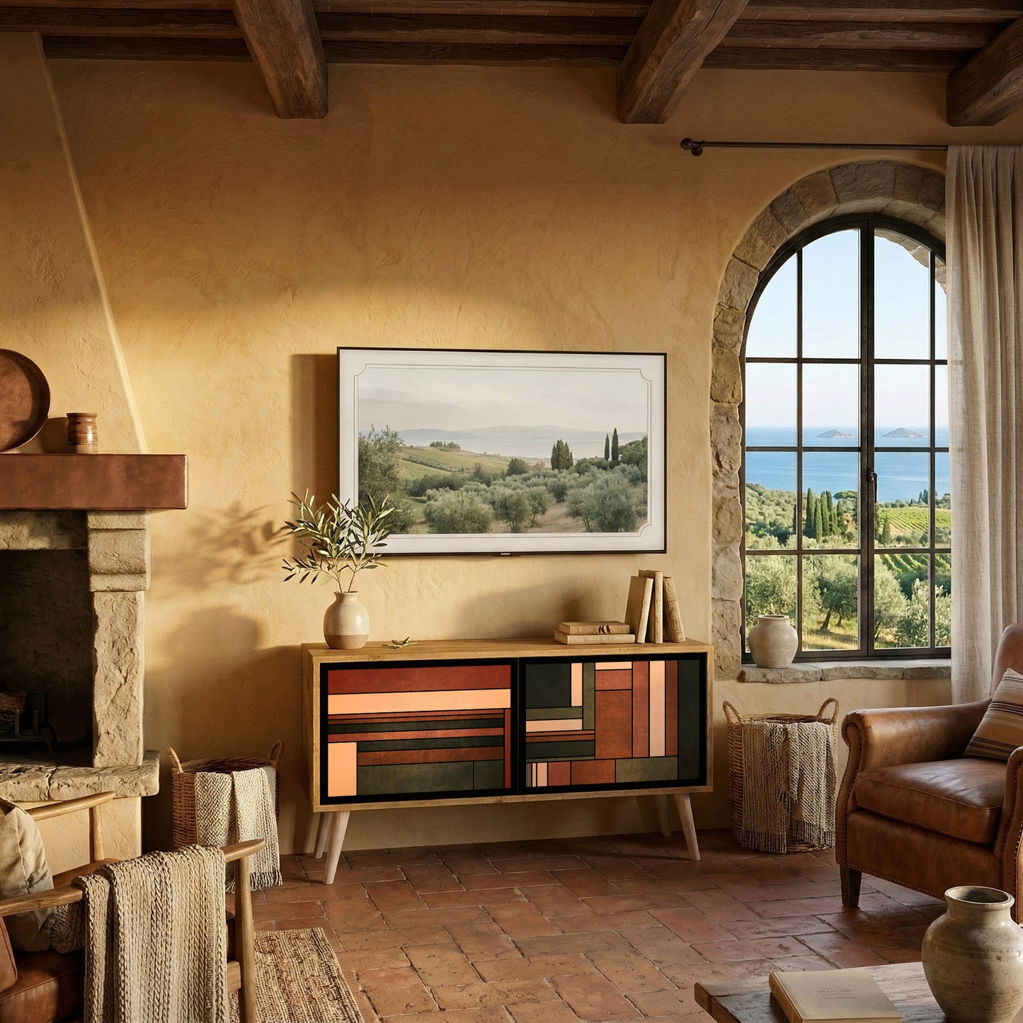 FIGURES OF NATURE Móvel de TV Compacto de 2 Portas