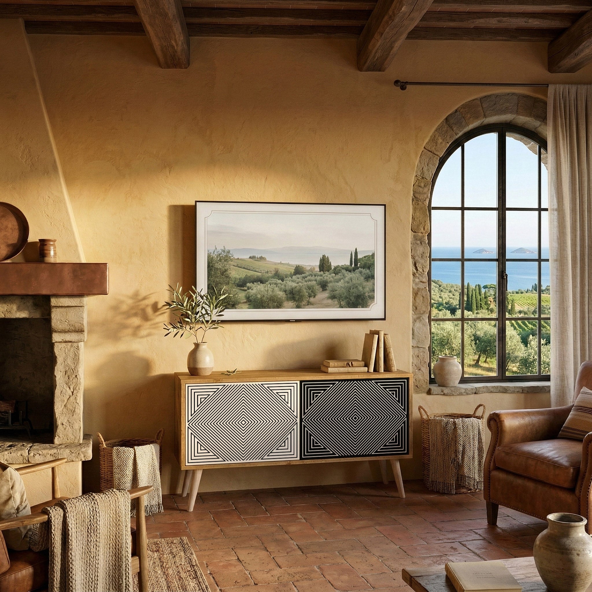 POLYGON ILLUSION Móvel de TV Compacto de 2 Portas