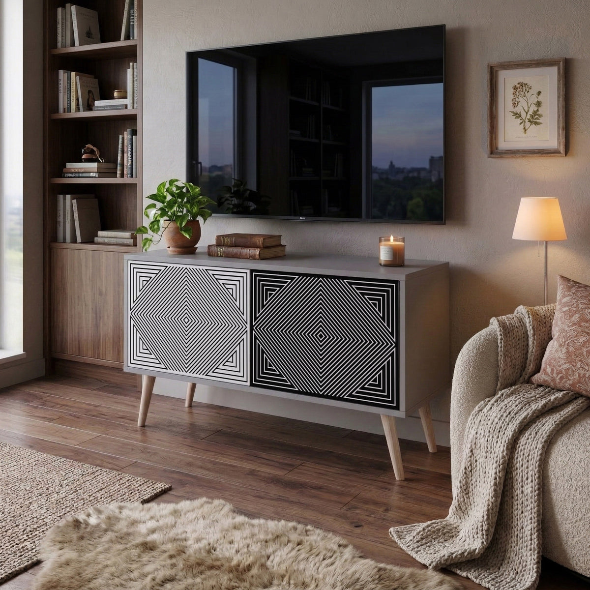 POLYGON ILLUSION Móvel de TV Compacto de 2 Portas