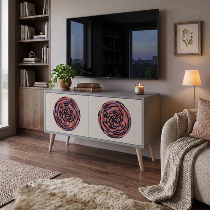 BROWN CIRCLES Móvel de TV Compacto de 2 Portas