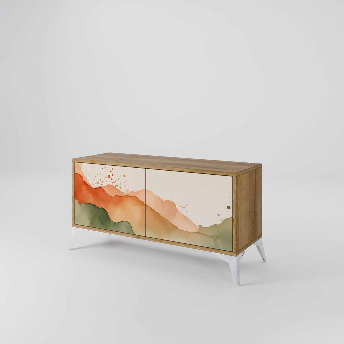 WATERCOLOUR PEAKS Móvel de TV Compacto de 2 Portas