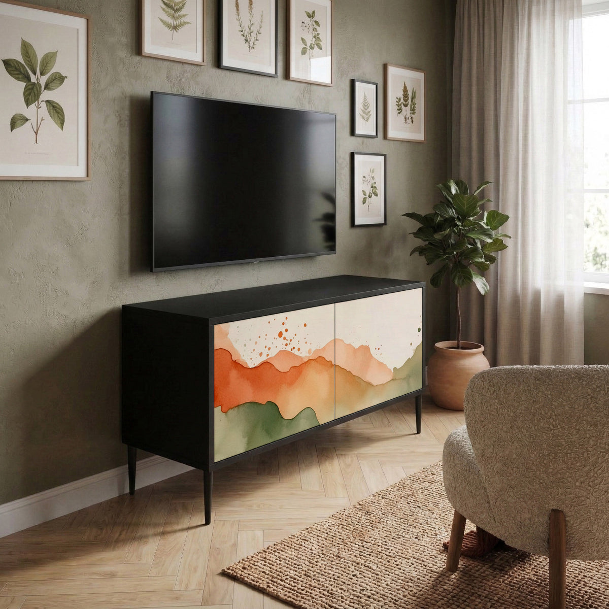 WATERCOLOUR PEAKS Compact 2-Door TV Cabinet