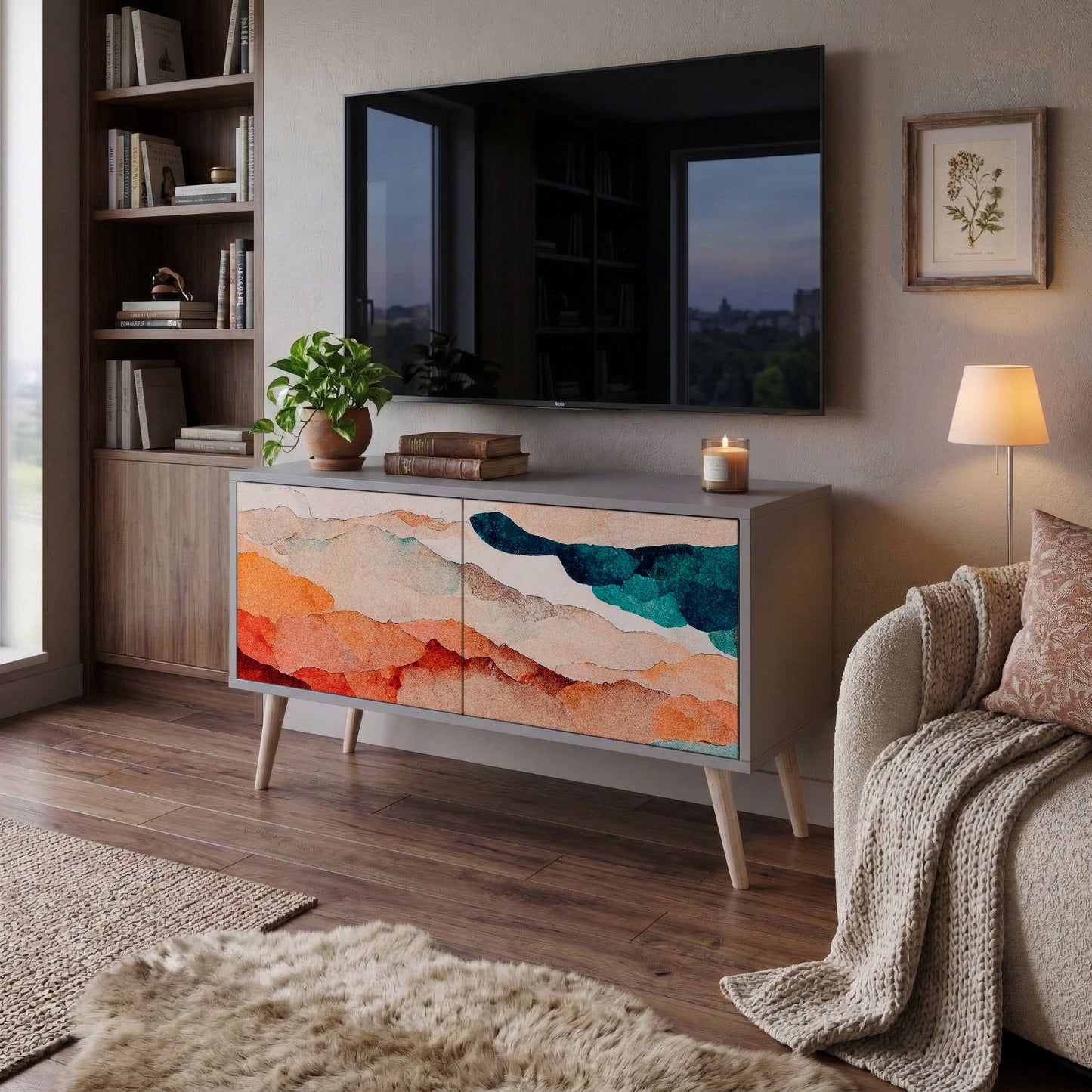 ABSTRACT LANDSCAPE Móvel de TV Compacto de 2 Portas