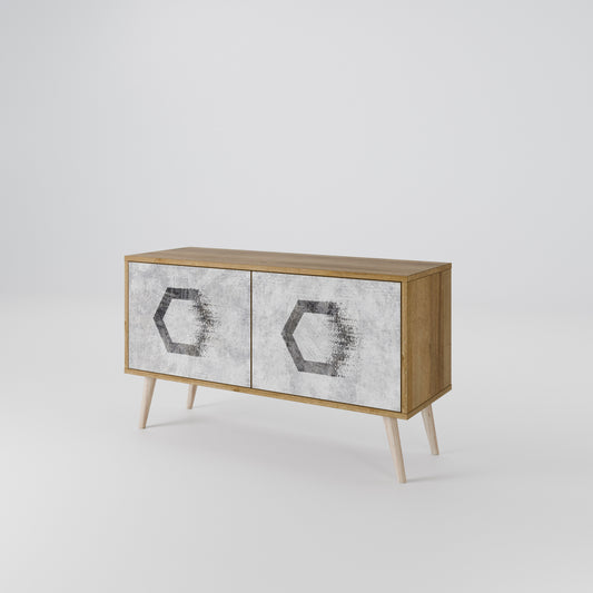 HEXAGONAL FIGURES Móvel de TV Compacto de 2 Portas