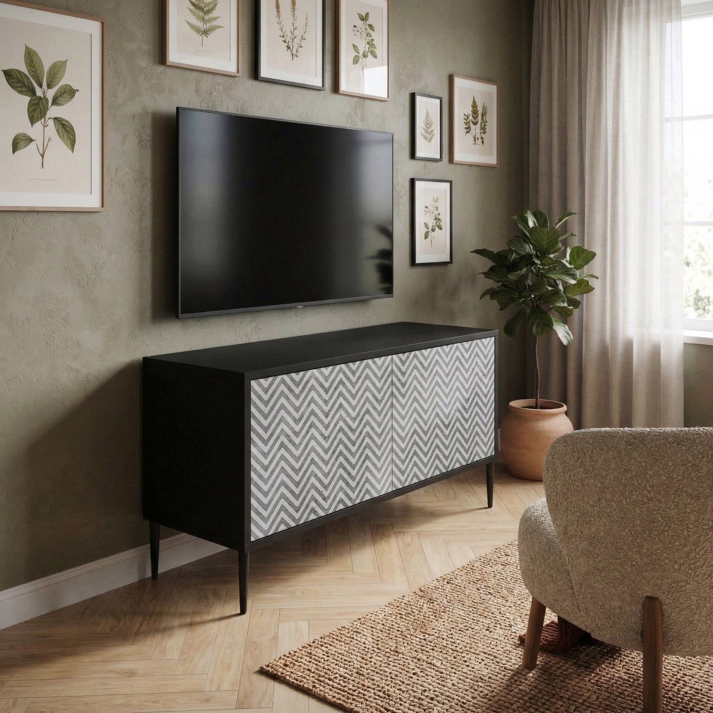 CONCRETE ZIG ZAG Móvel de TV Compacto de 2 Portas