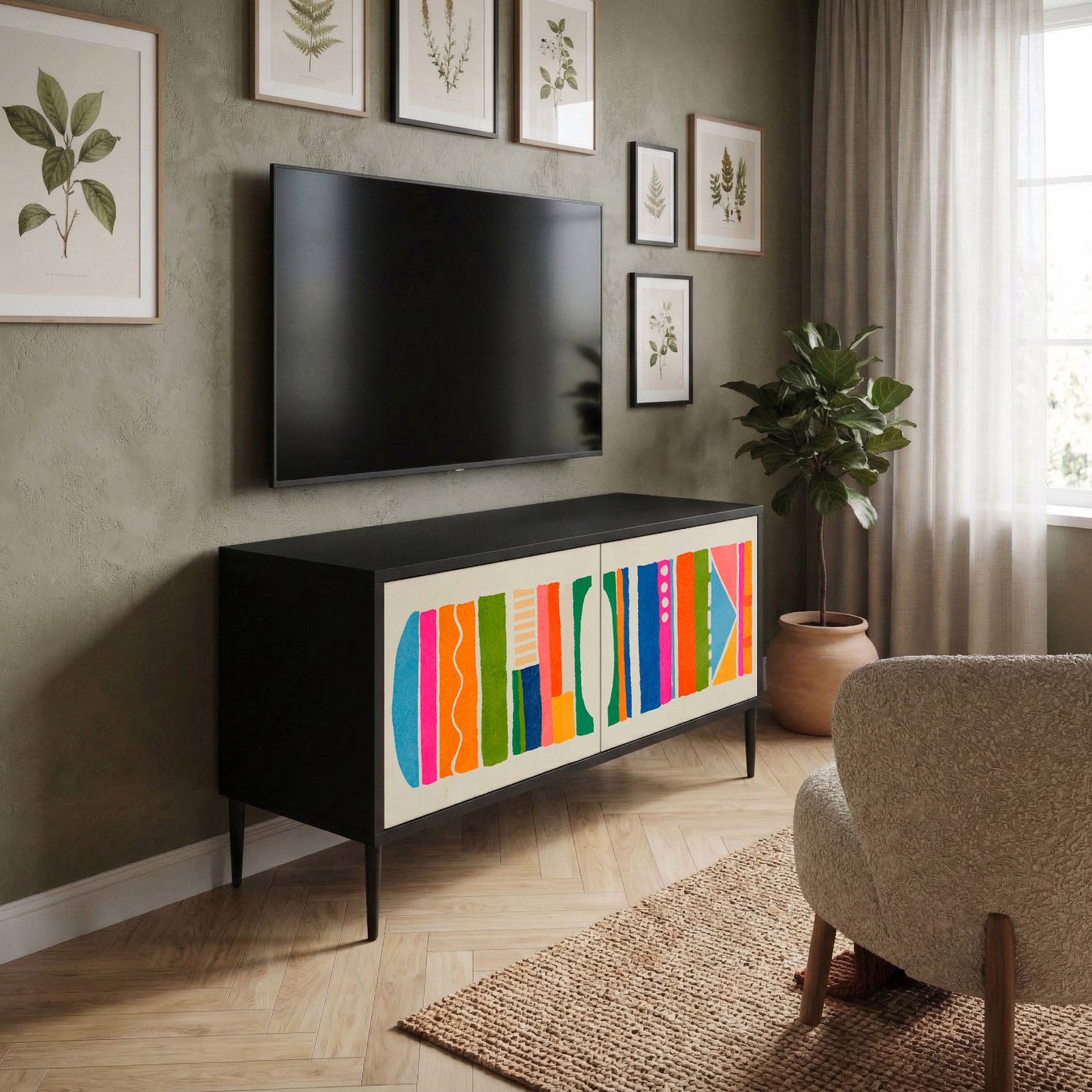 GEOMETRIC SHINE Móvel de TV Compacto de 2 Portas