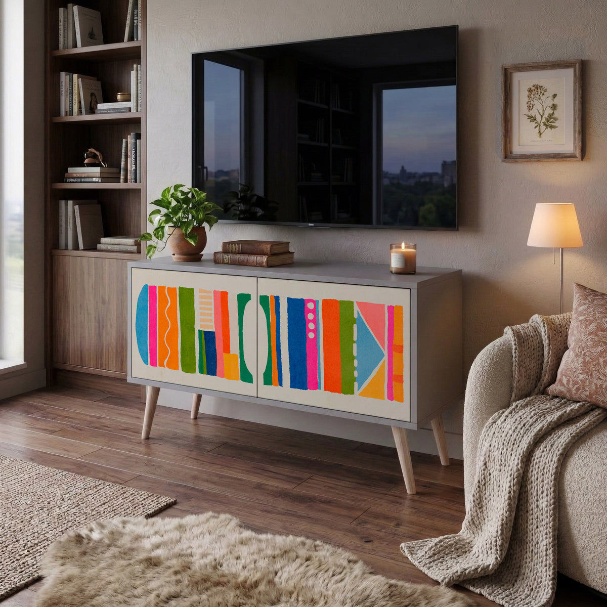 GEOMETRIC SHINE Móvel de TV Compacto de 2 Portas