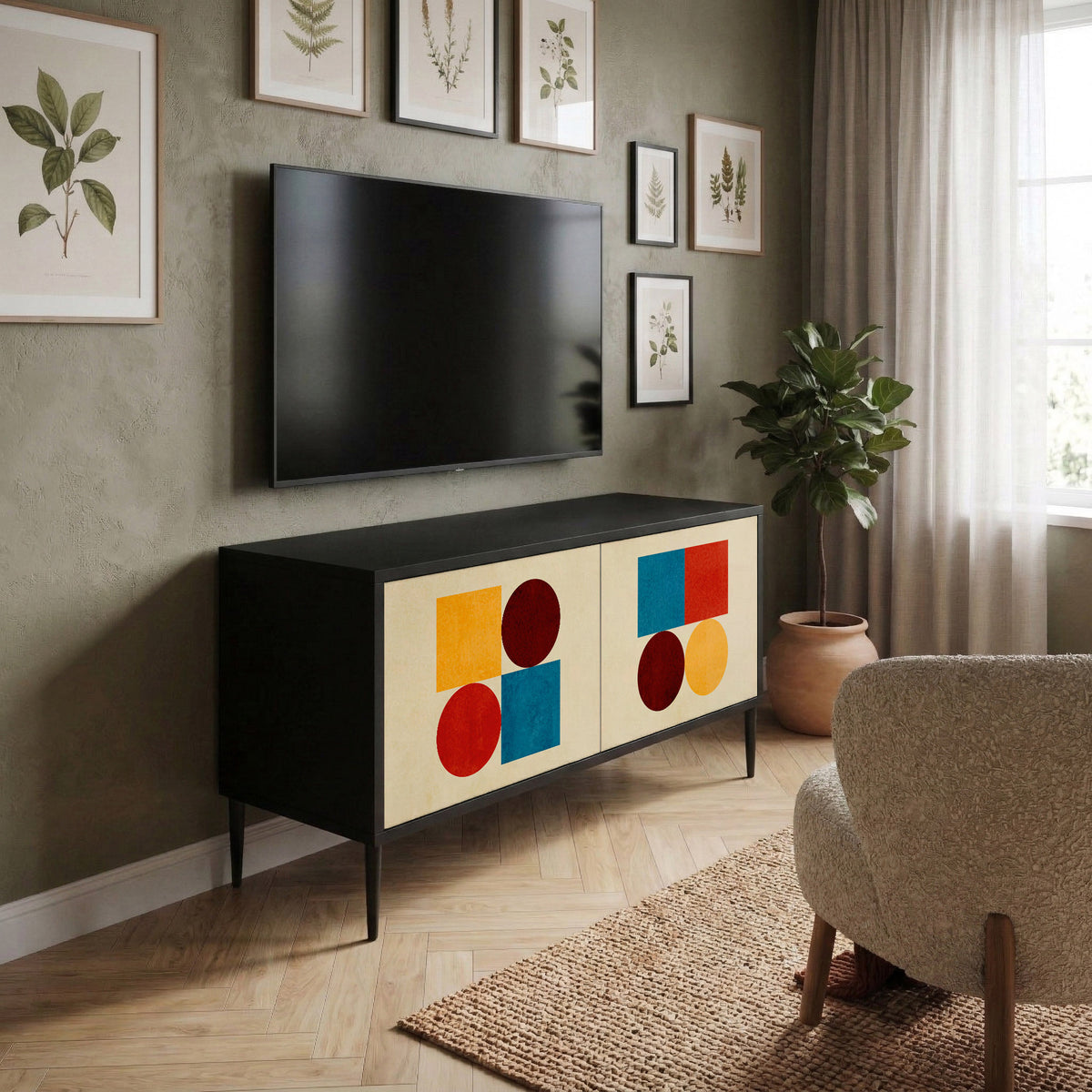 GEOMETRIC PUZZLE Móvel de TV Compacto de 2 Portas