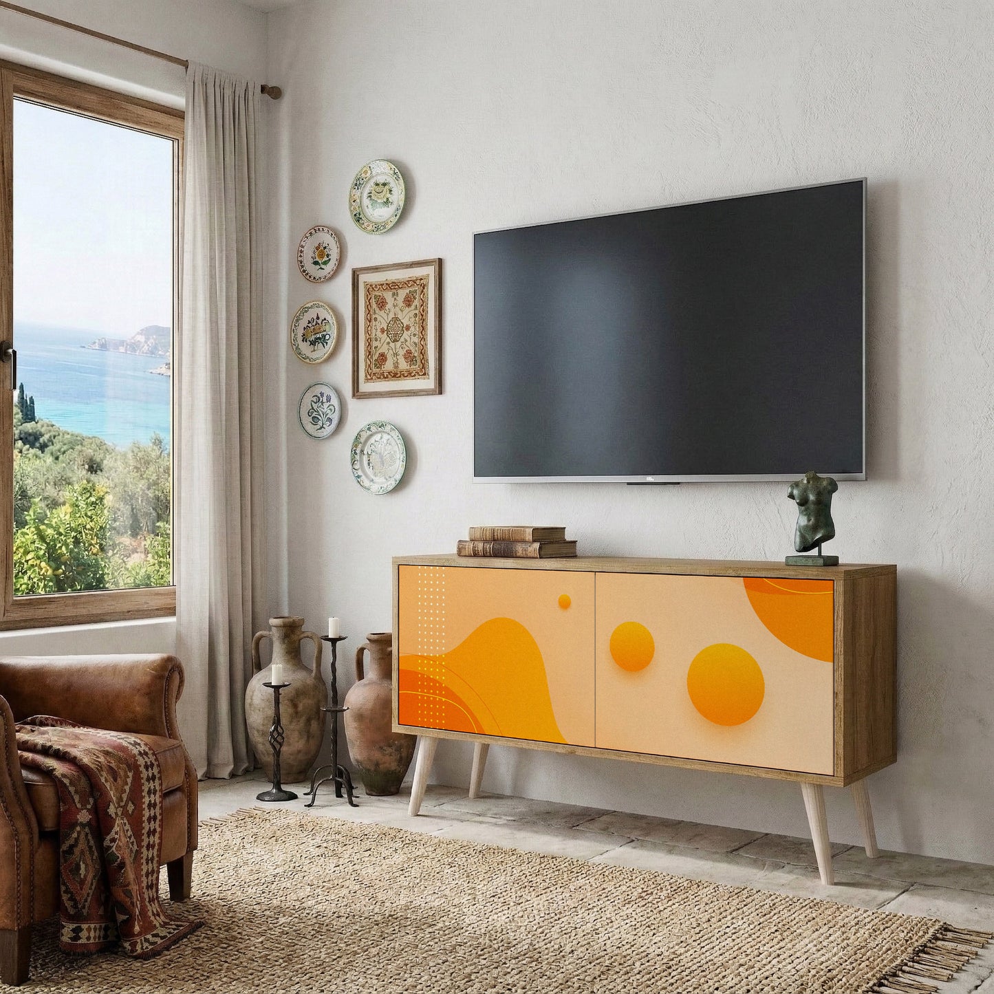 ORANGE ARRANGEMENT Móvel de TV Compacto de 2 Portas