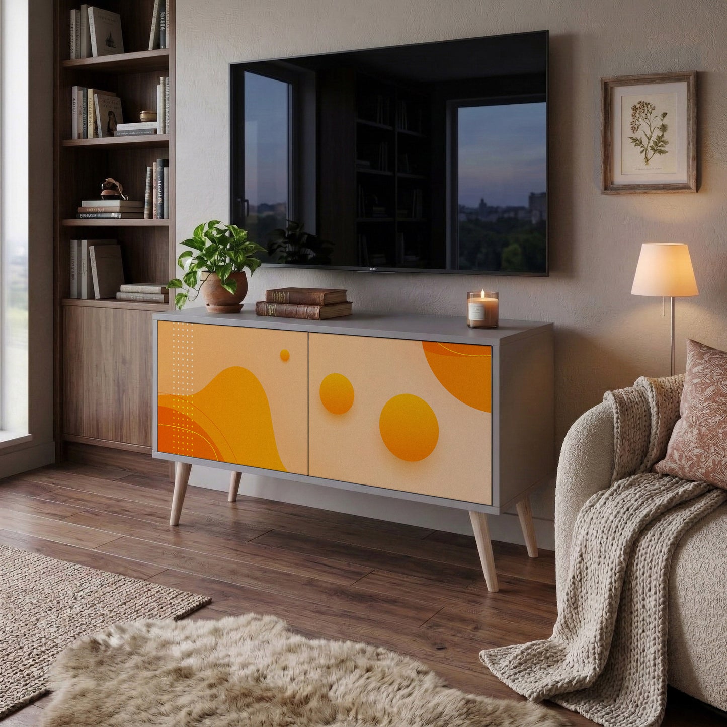 ORANGE ARRANGEMENT Móvel de TV Compacto de 2 Portas