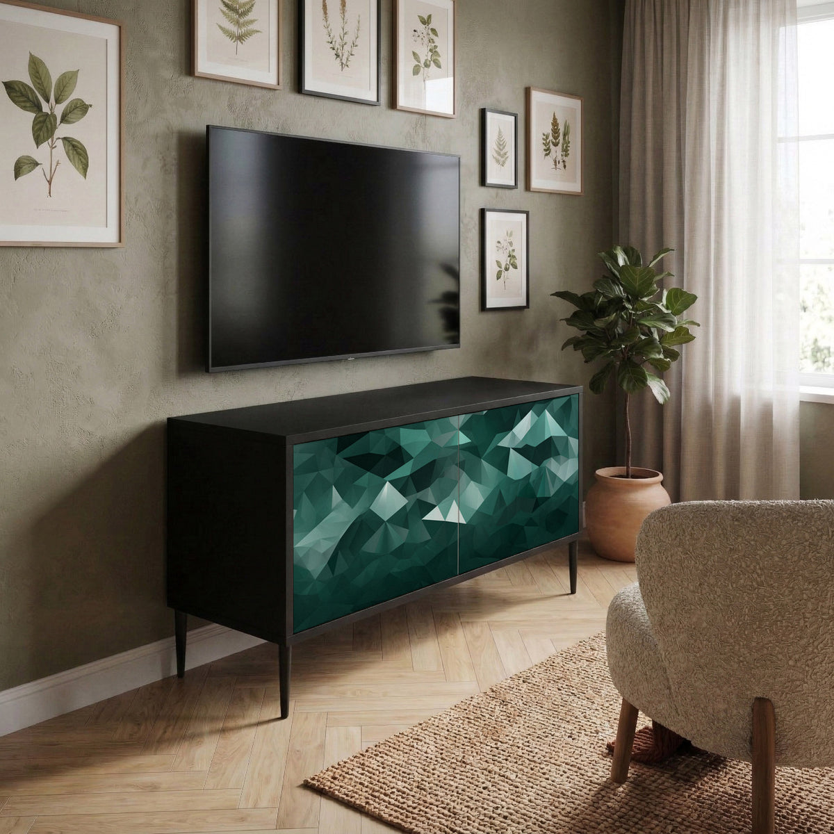 POLYGONAL FLOATING Móvel de TV Compacto de 2 Portas