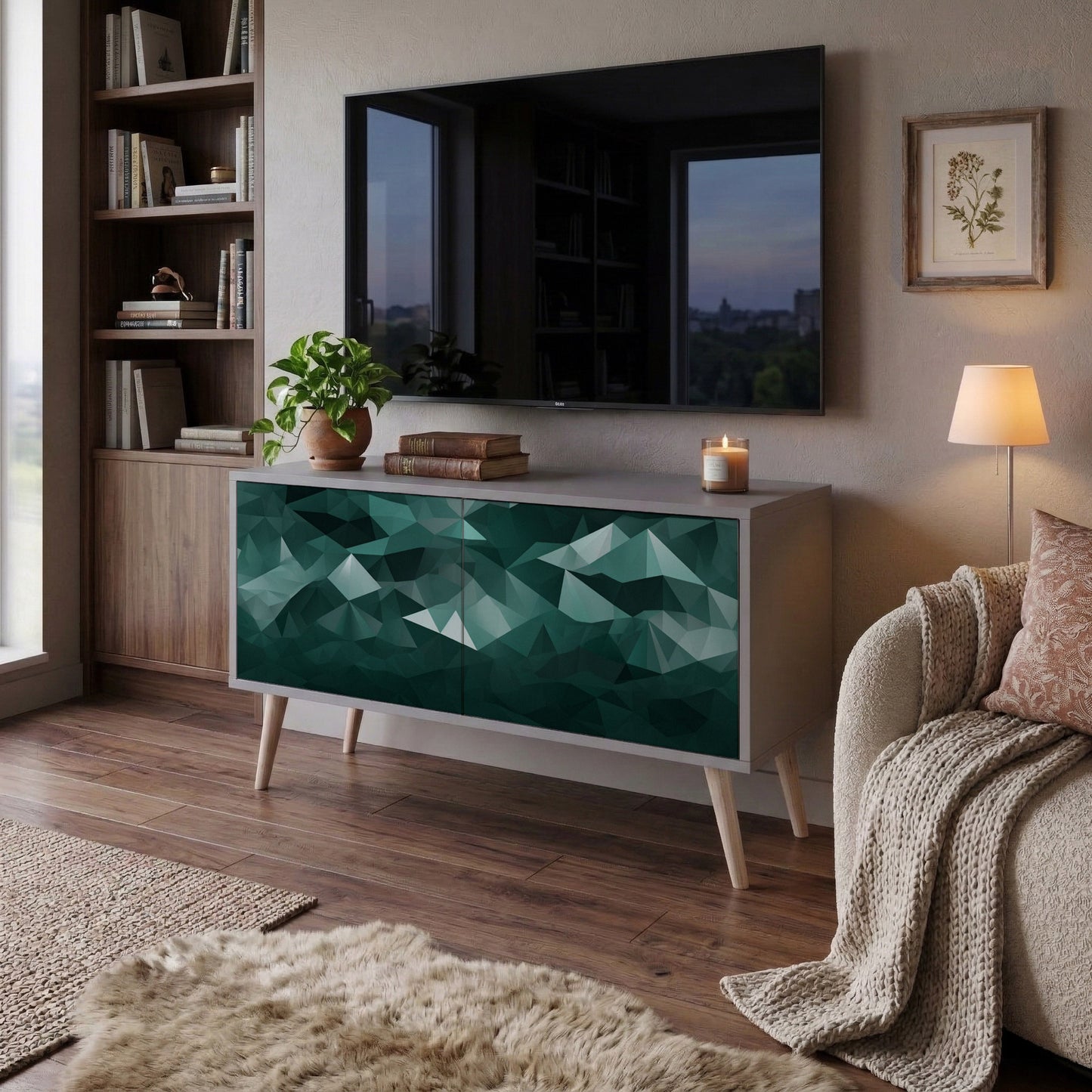 POLYGONAL FLOATING Móvel de TV Compacto de 2 Portas