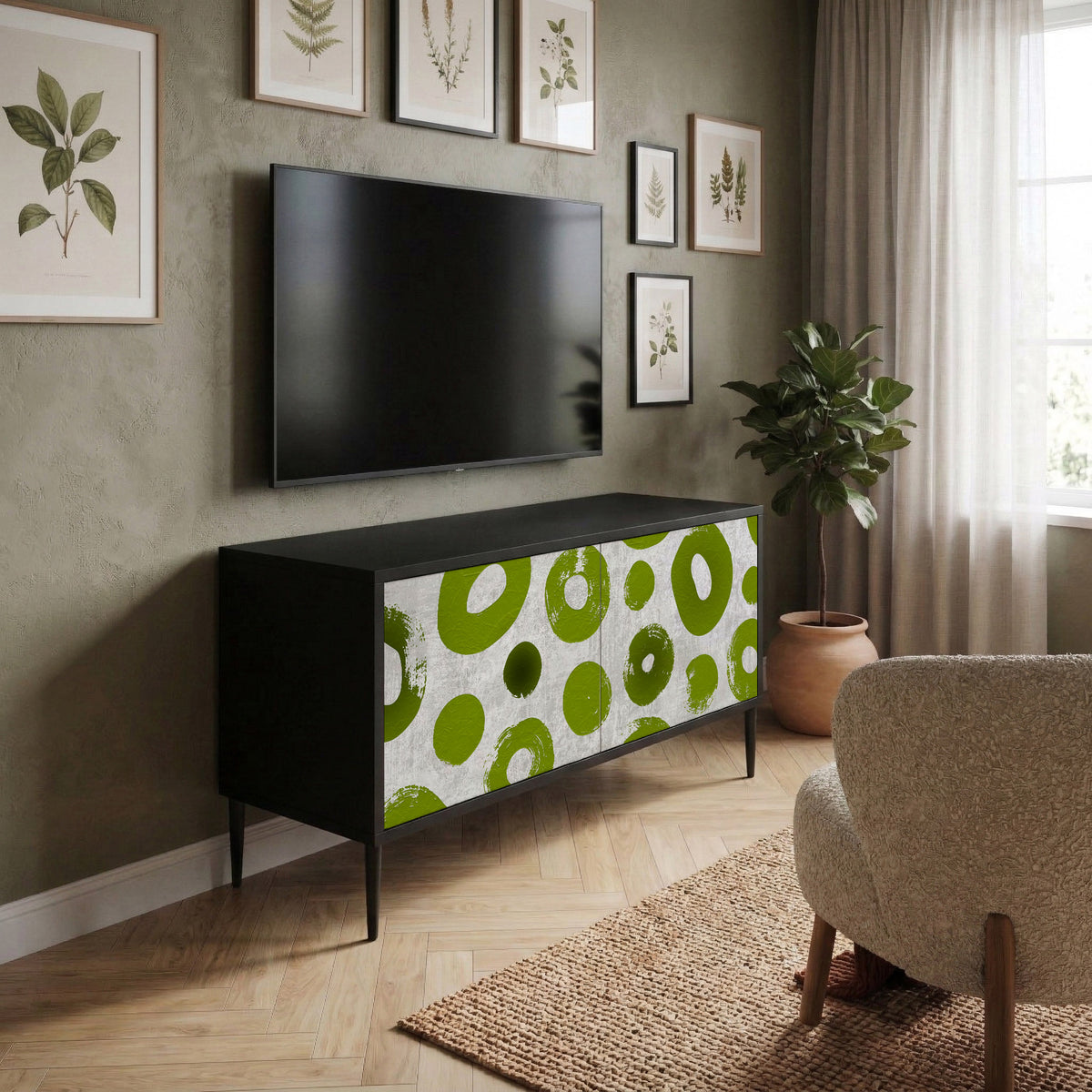 GREEN RHAPSODY Móvel de TV Compacto de 2 Portas