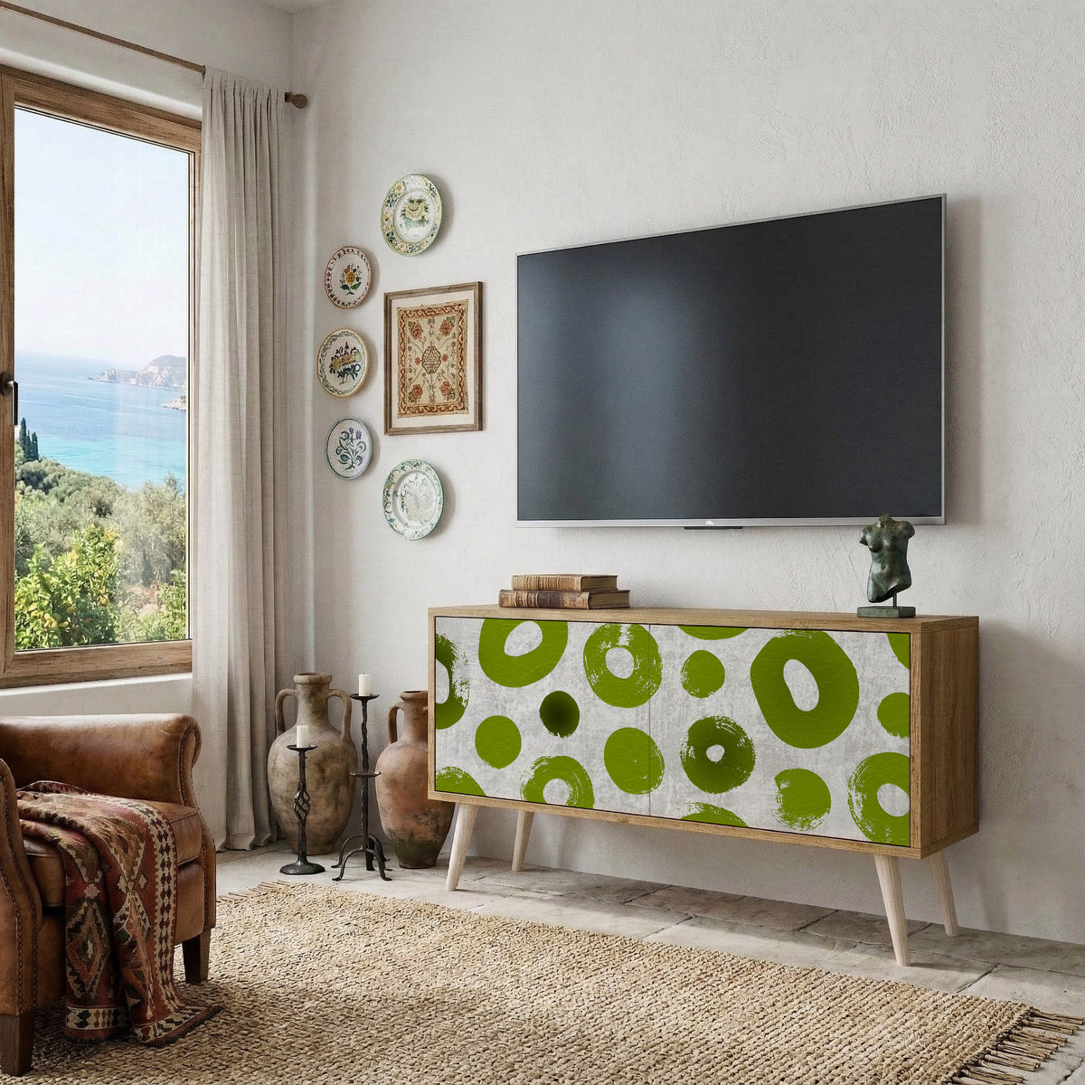 GREEN RHAPSODY Móvel de TV Compacto de 2 Portas