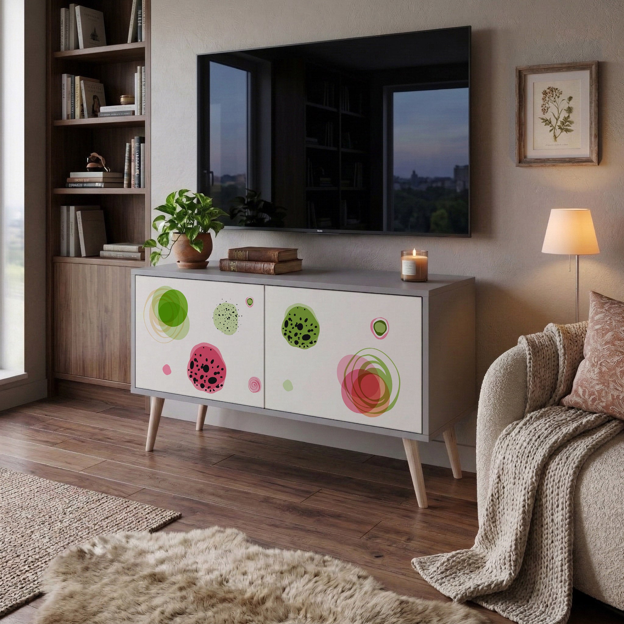 COLORFUL COSMOS Compact 2-Door TV Cabinet
