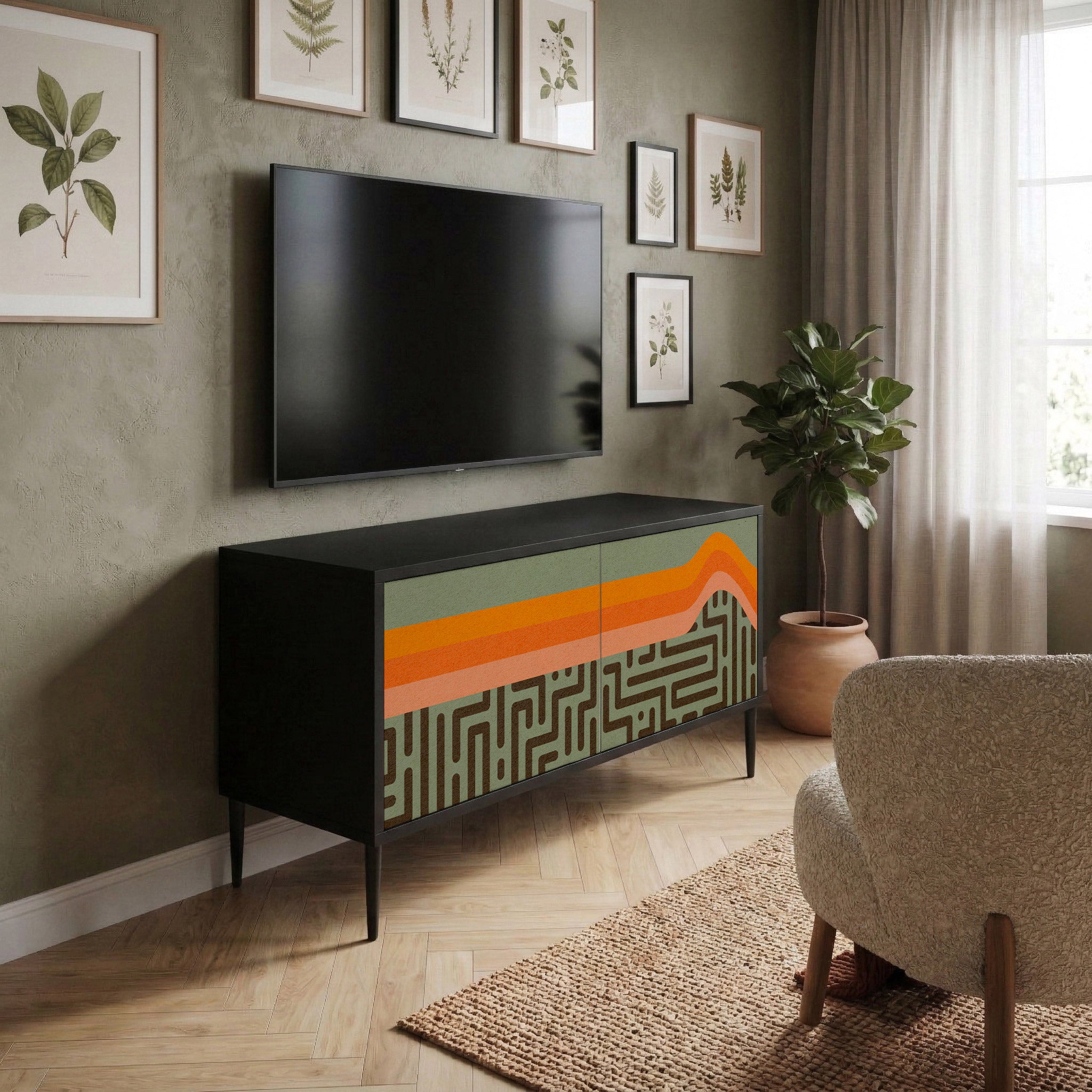 SIMPLE SOLUTIONS Móvel de TV Compacto de 2 Portas