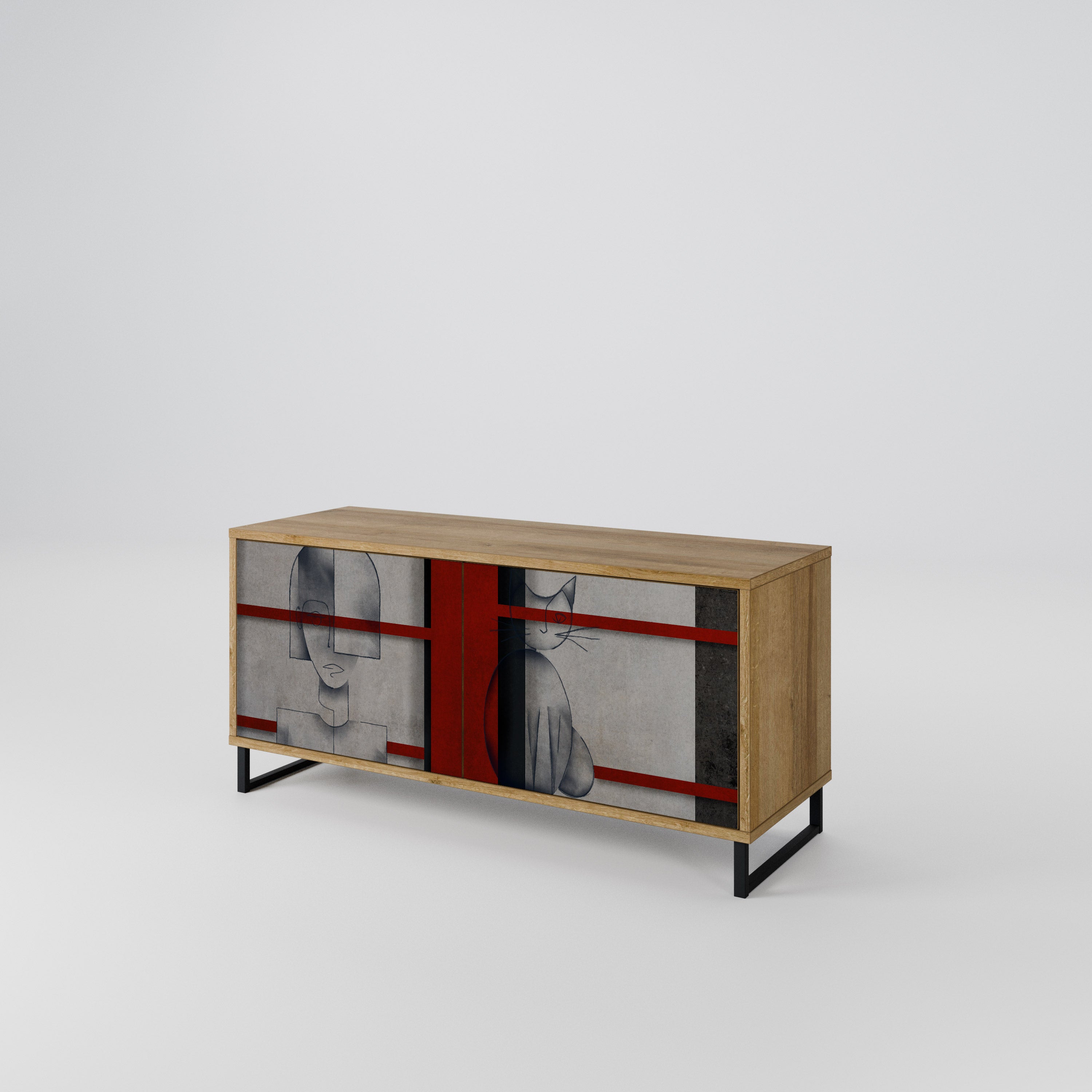 GRAY FIGURES Compact 2-Door TV Cabinet