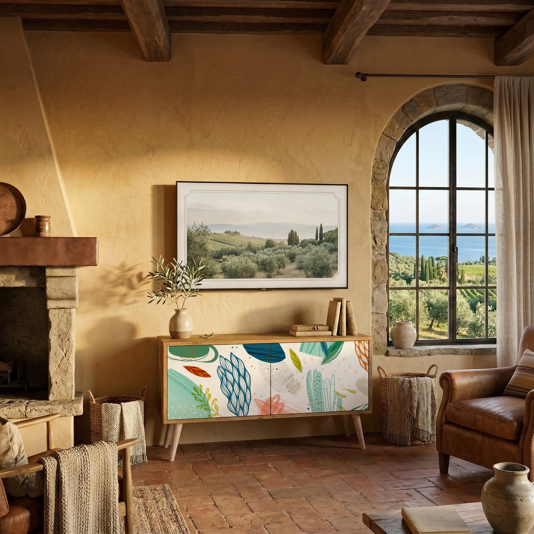 BOTANICAL HURRICANE Compact 2-Door TV Cabinet