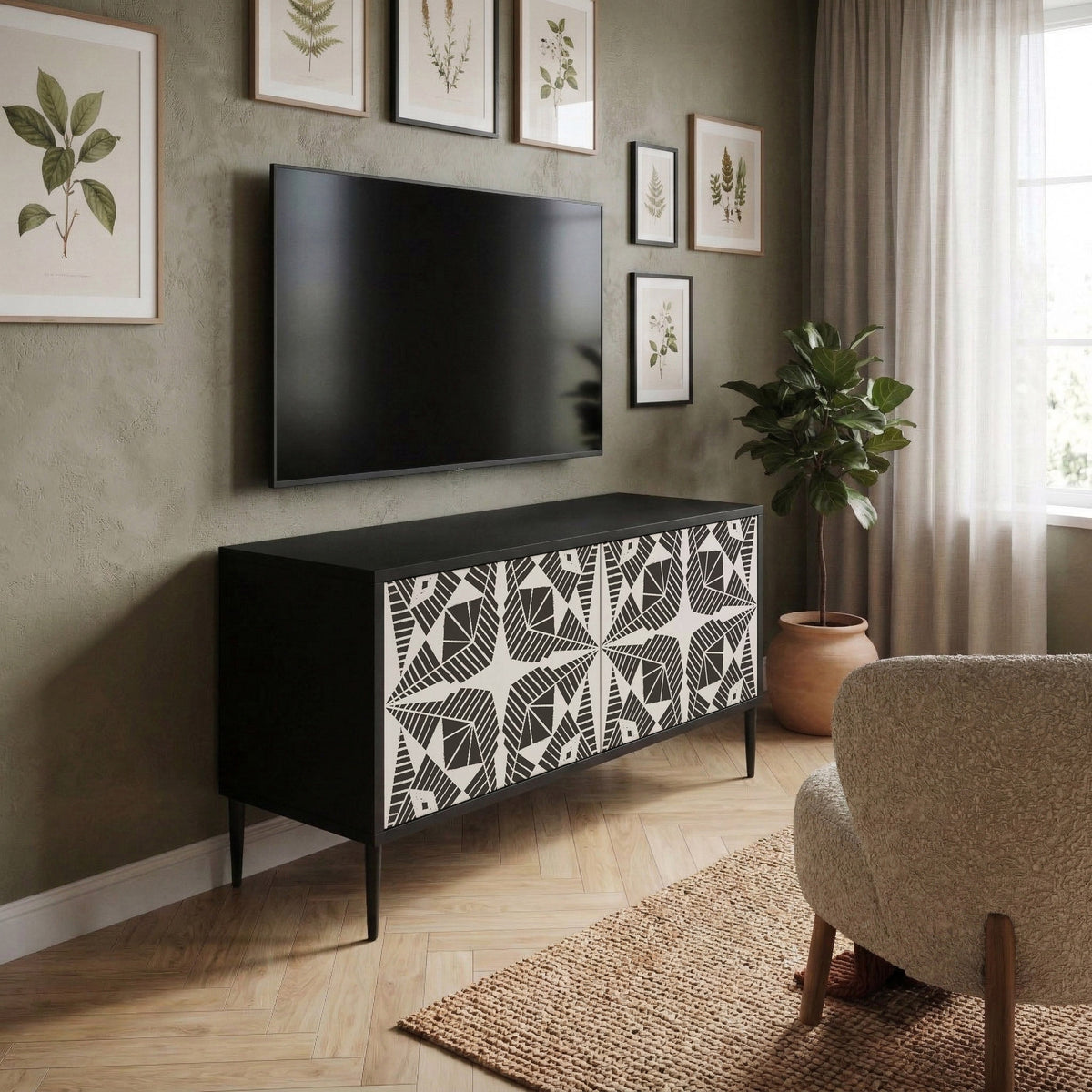MONOCHROME NEXUS Móvel de TV Compacto de 2 Portas