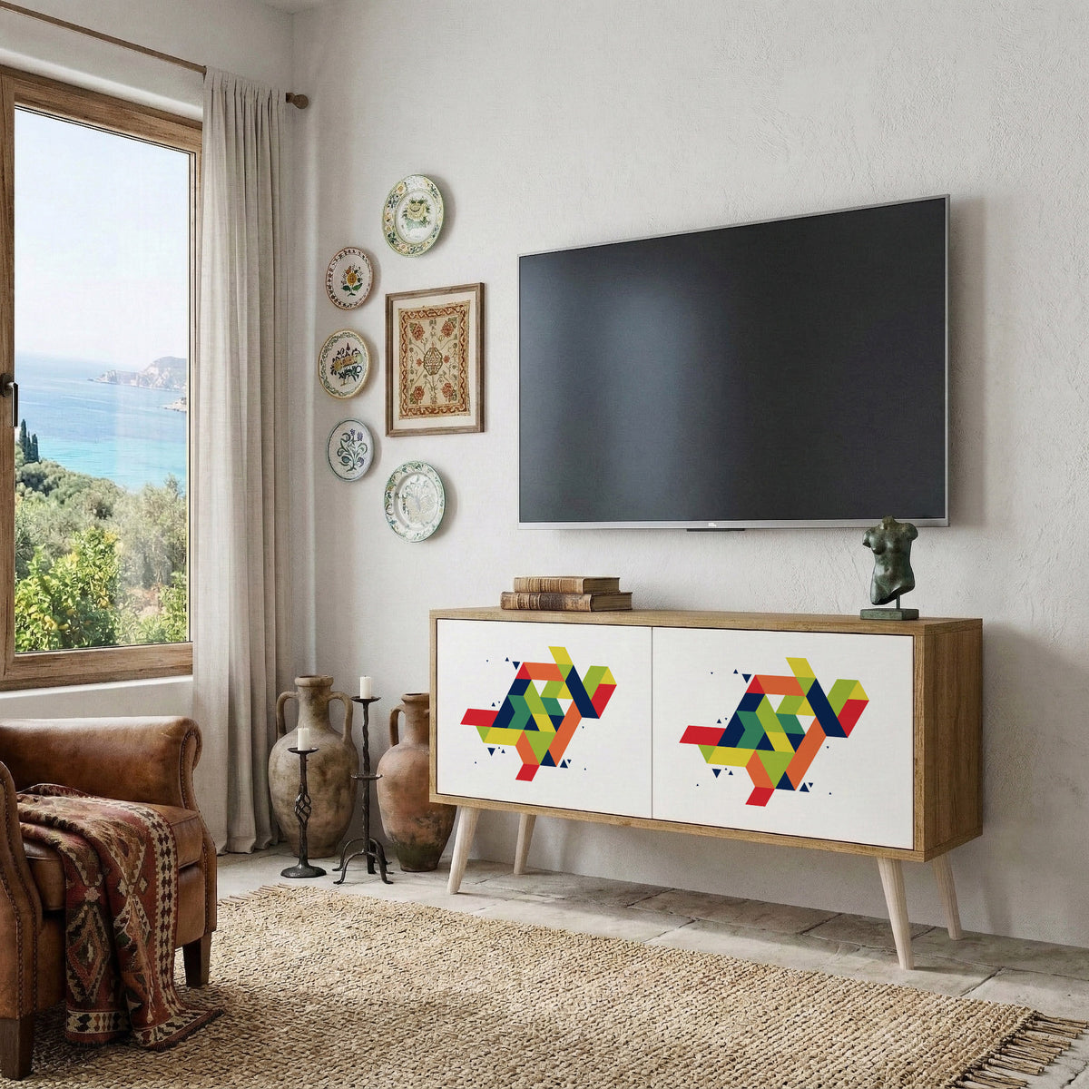 FUTURE SIGN Compact 2-Door TV Cabinet