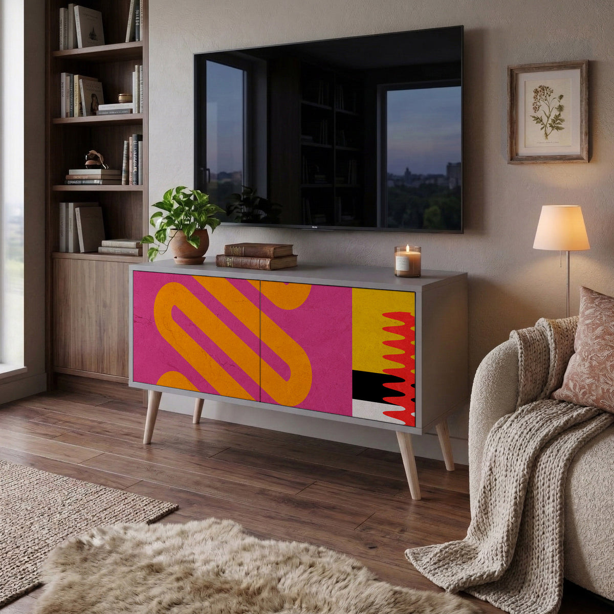 VIVID ART Móvel de TV Compacto de 2 Portas