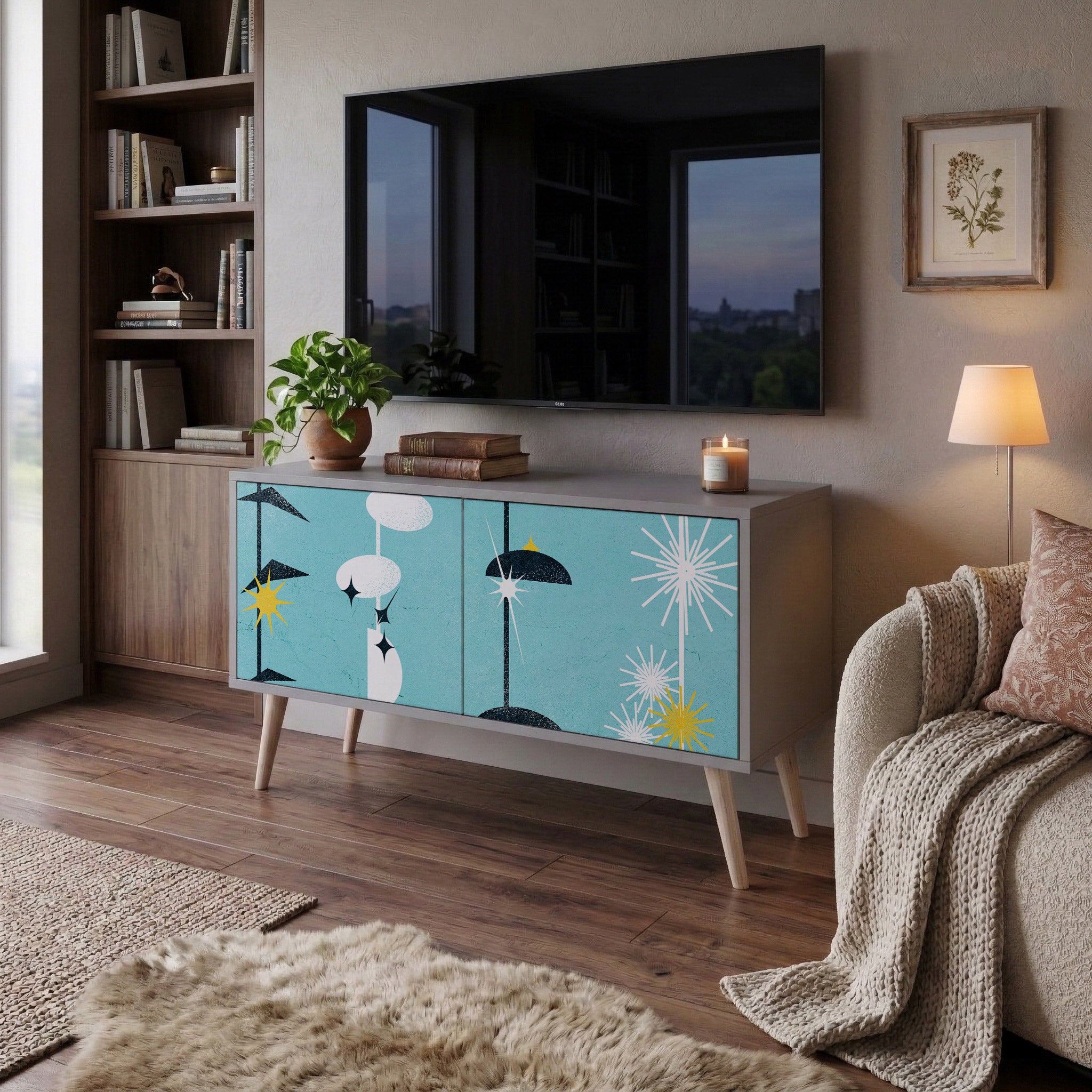 PATHS TO HAPPINESS Compact 2-Door TV Cabinet