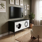 BLACK AND WHITE COMBINATION Móvel de TV Compacto de 2 Portas