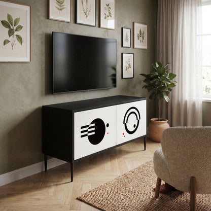 BLACK AND WHITE COMBINATION Móvel de TV Compacto de 2 Portas