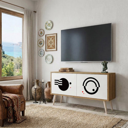 BLACK AND WHITE COMBINATION Móvel de TV Compacto de 2 Portas