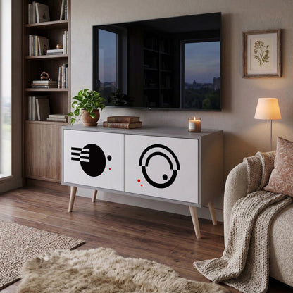 BLACK AND WHITE COMBINATION Móvel de TV Compacto de 2 Portas
