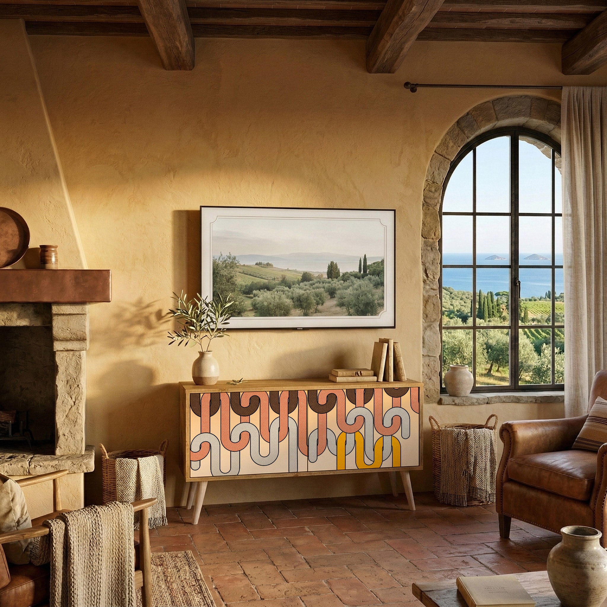 COLORFUL STRINGS Compact 2-Door TV Cabinet