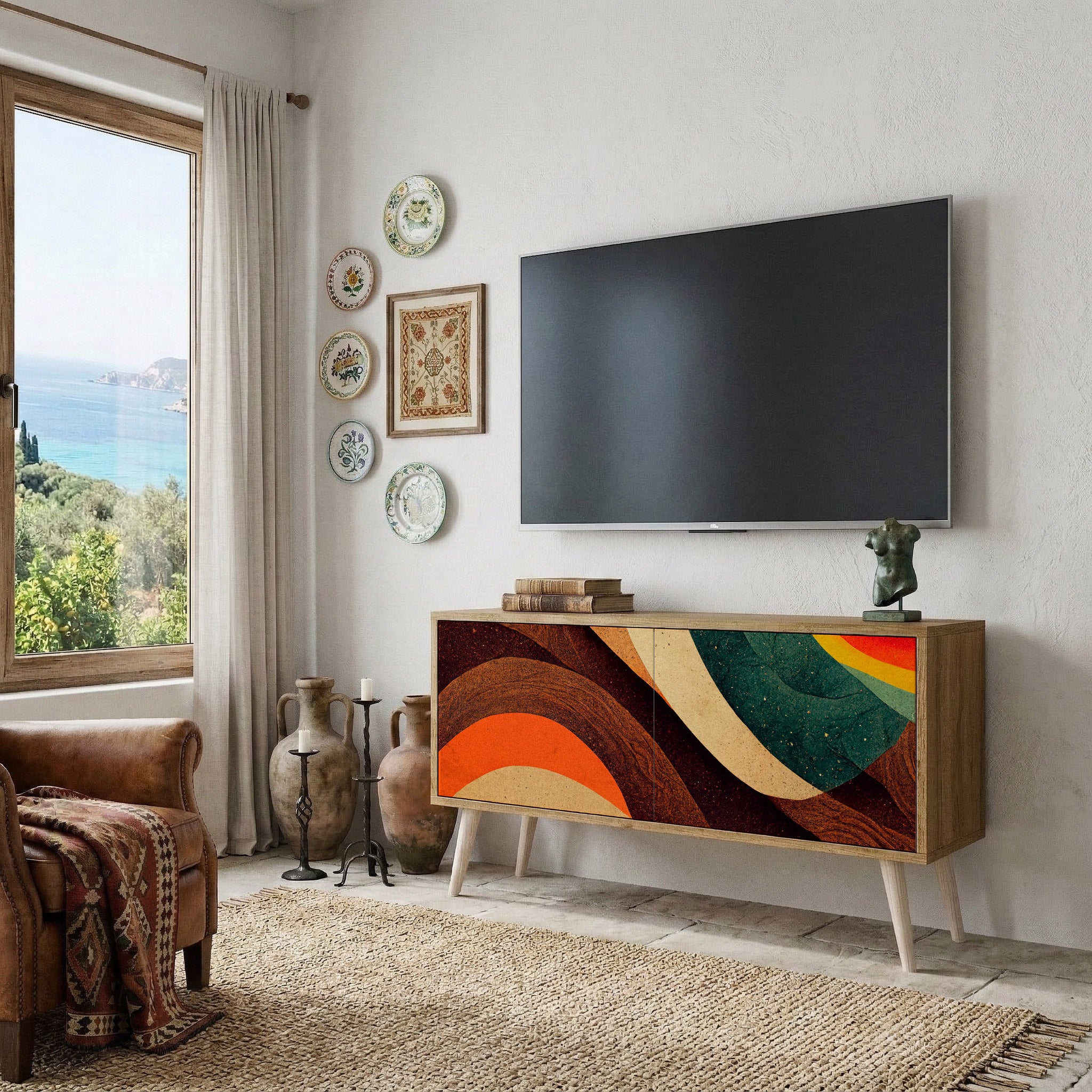 COLORFUL STRANDS Compact 2-Door TV Cabinet